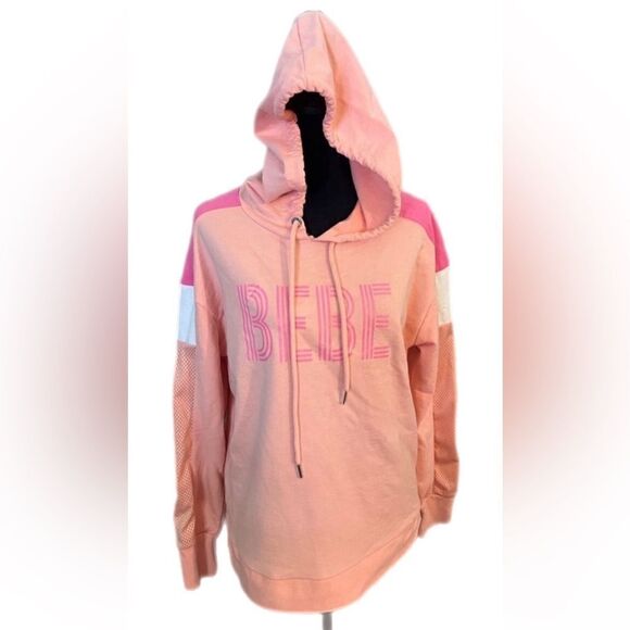 bebe Tops - Bebe Long Sleeve Shirt with Hoodie, Pink. Size Large